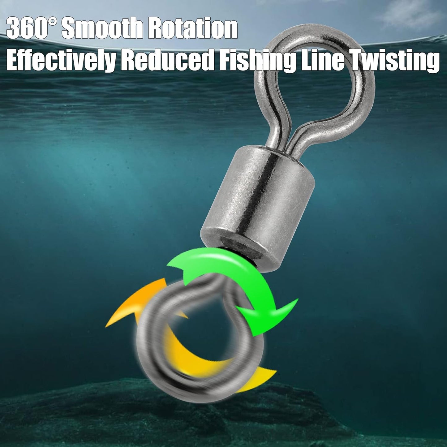 50 Pack Fishing Micro Swivels Fly Rolling Barrel Black Nickel High Strength Solid Rings Hook line Connector - 7mm(20LB)-50pk