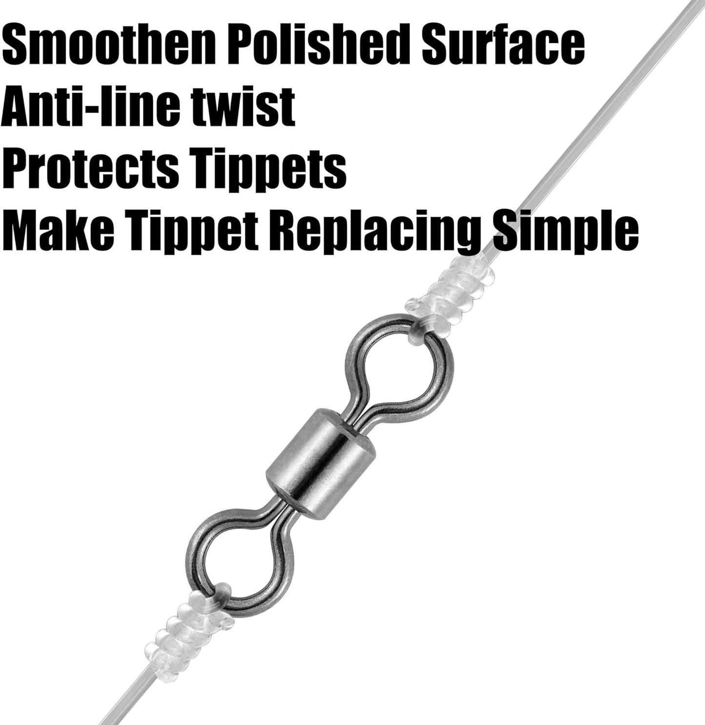 50 Pack Fishing Micro Swivels Fly Rolling Barrel Black Nickel High Strength Solid Rings Hook line Connector - 7mm(20LB)-50pk