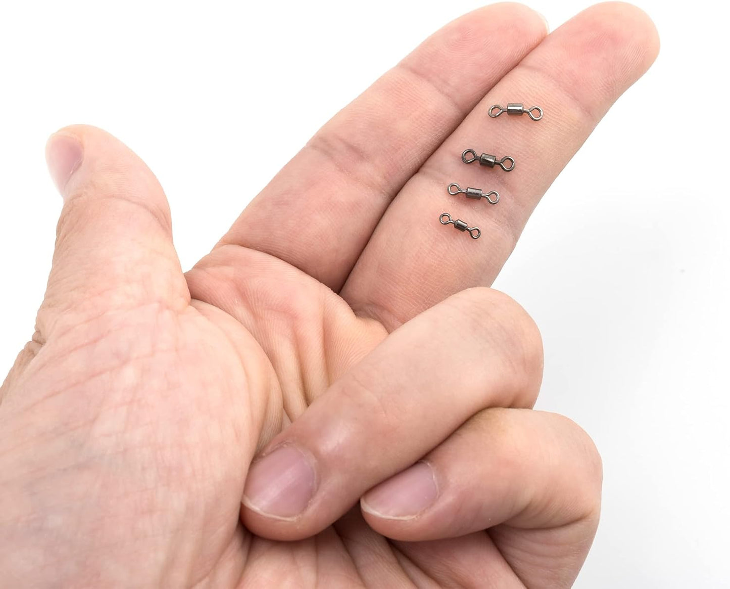 50 Pack Fishing Micro Swivels Fly Rolling Barrel Black Nickel High Strength Solid Rings Hook line Connector - 7mm(20LB)-50pk