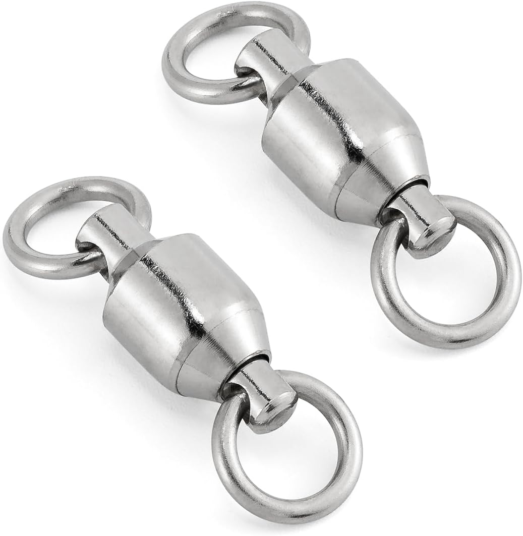 20 Pack Fishing Swivels, Ball Bearing Swivels Tackles, Copper Stainless Steel Solid Rings High Strength Barrel Saltwater - #8-390LB-20