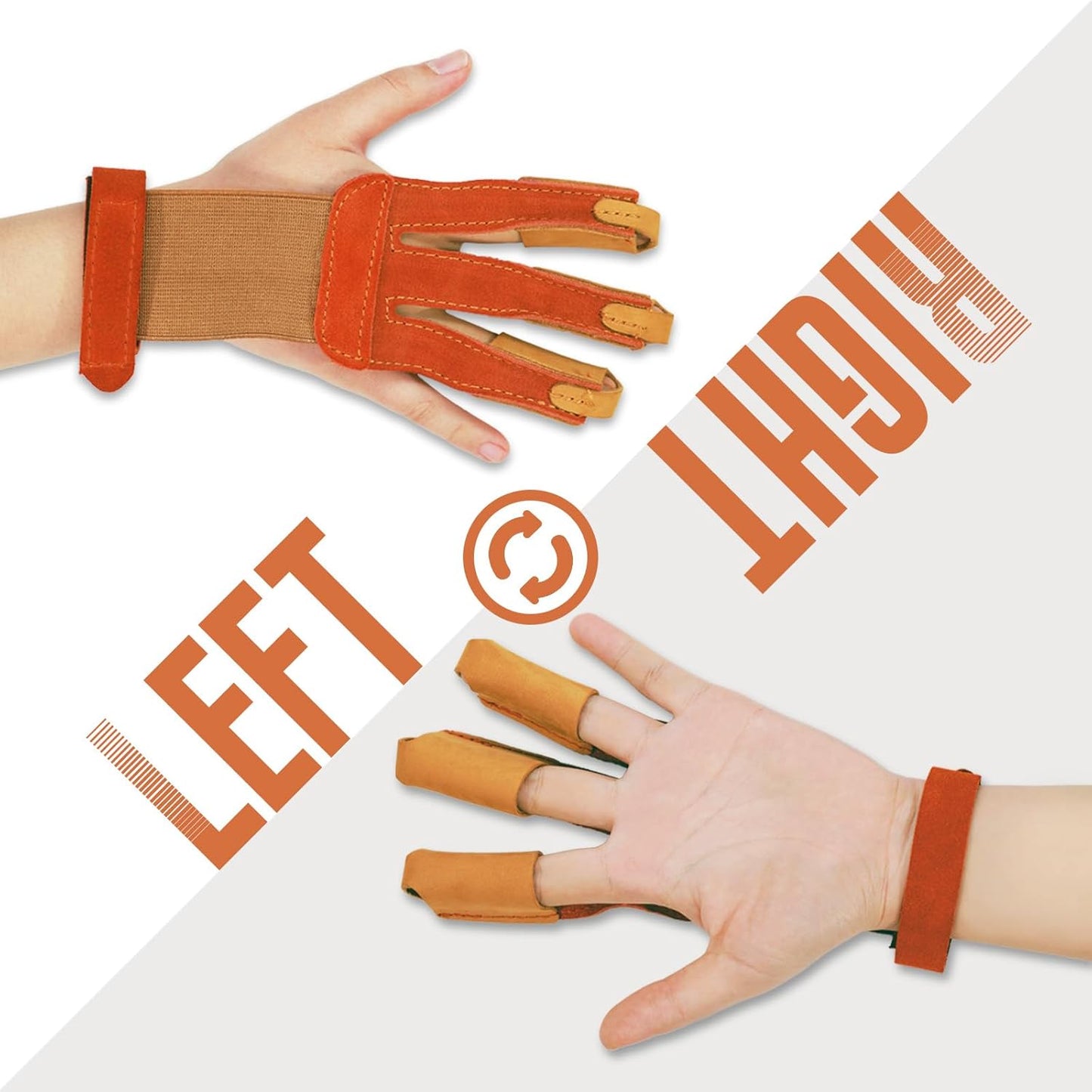 Archery Gloves 3 Finger Leather Shooting Glove Protective Gear Accessories for Traditional Bow Recurve Men Adult Women -