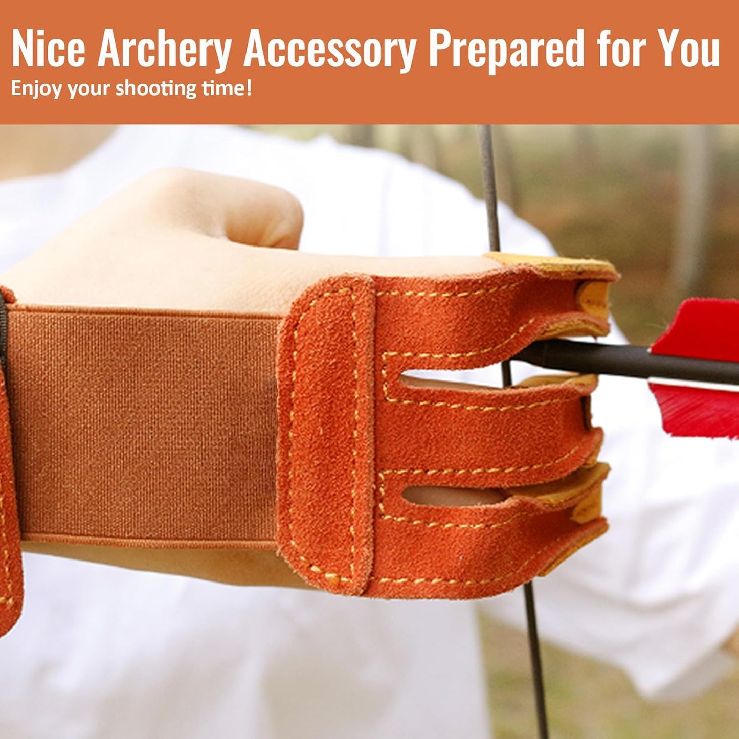 Archery Gloves 3 Finger Leather Shooting Glove Protective Gear Accessories for Traditional Bow Recurve Men Adult Women -