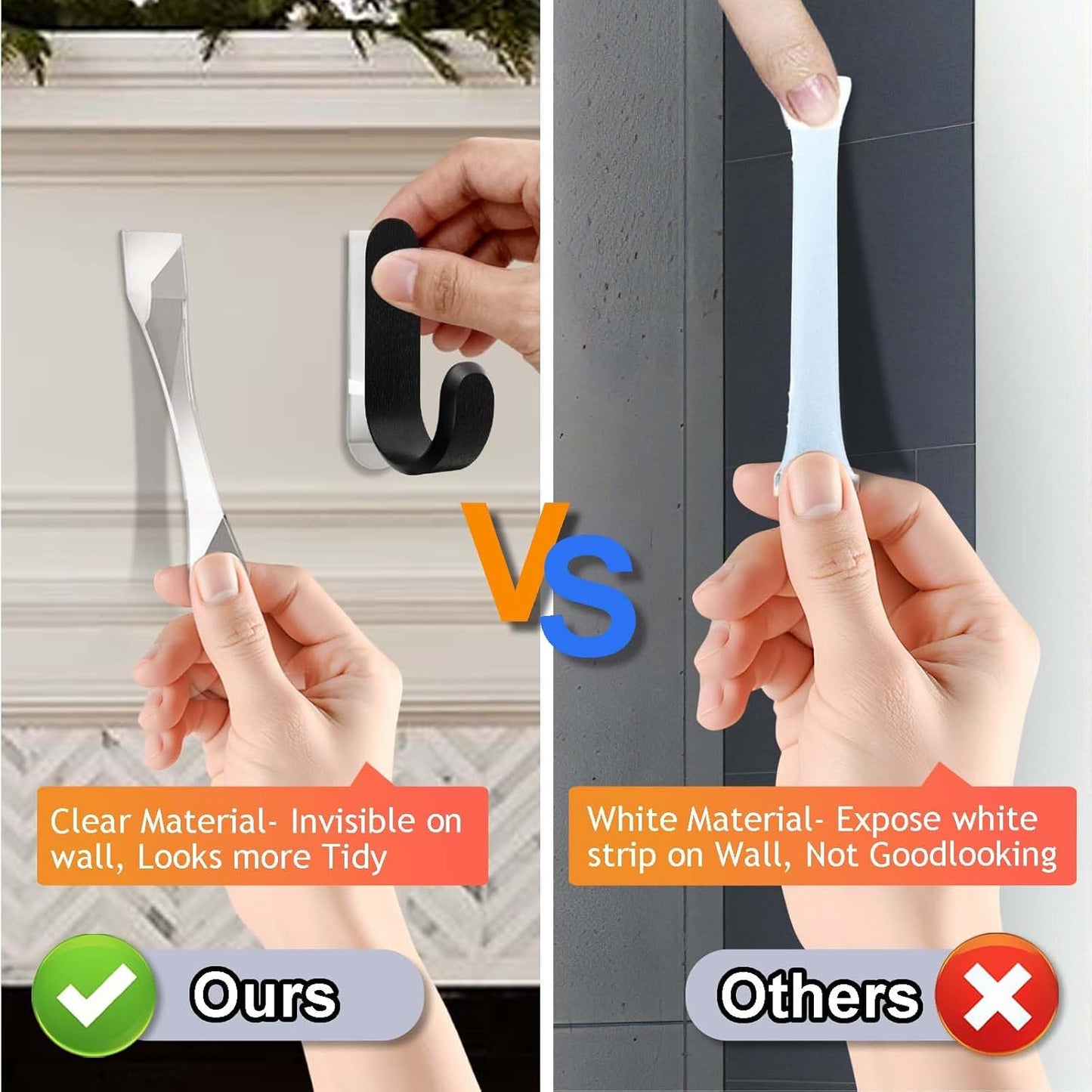 100pcs Clear Picture Hanging Strips,3m Invisible Refill Poster Sticker Heavy Duty Wall Hangers No Damage Removable Double Side Small Adhesive Tape for Hooks Decor Home Classroom Office 0.6"×1.6"