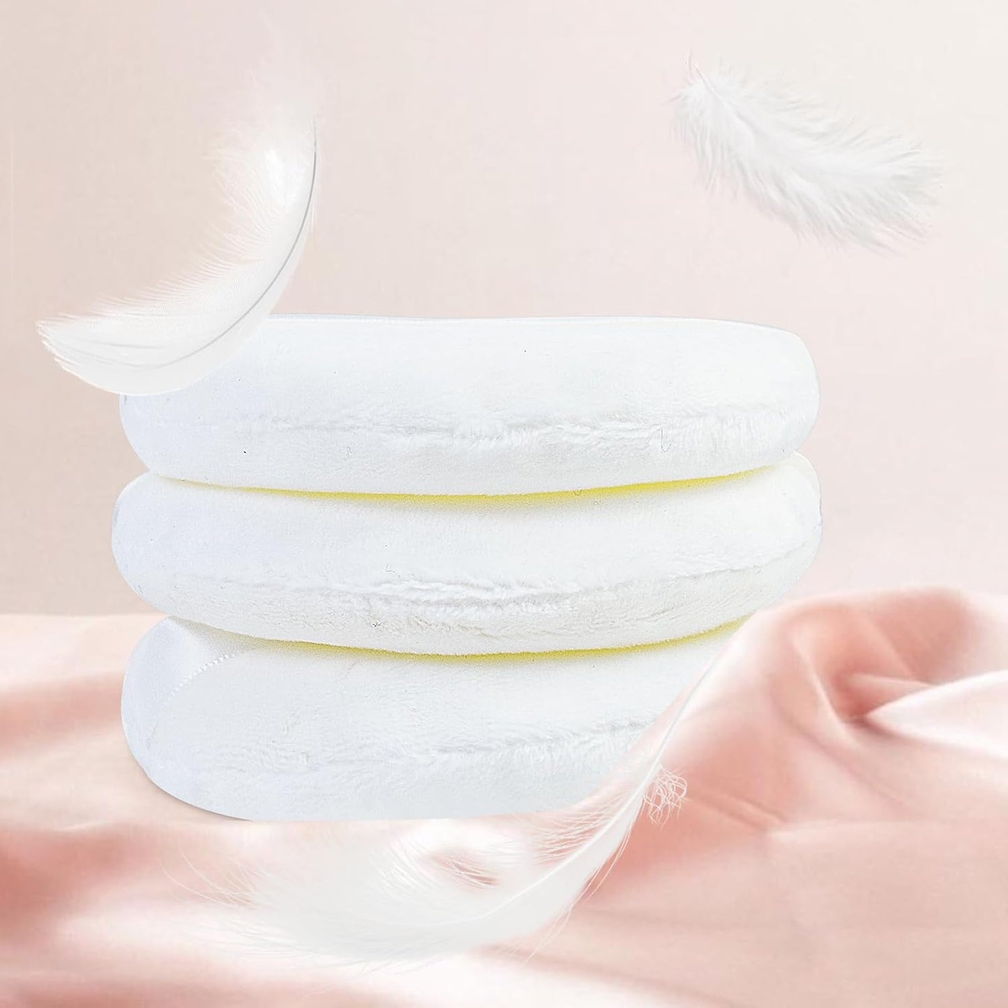 3 Pack Extra Large Body Powder Puff and Container, Soft Cotton Puffs 4.13 Inch Dusting Container with Washable Round for Woman Baby Face Loose Powde White-3 -
