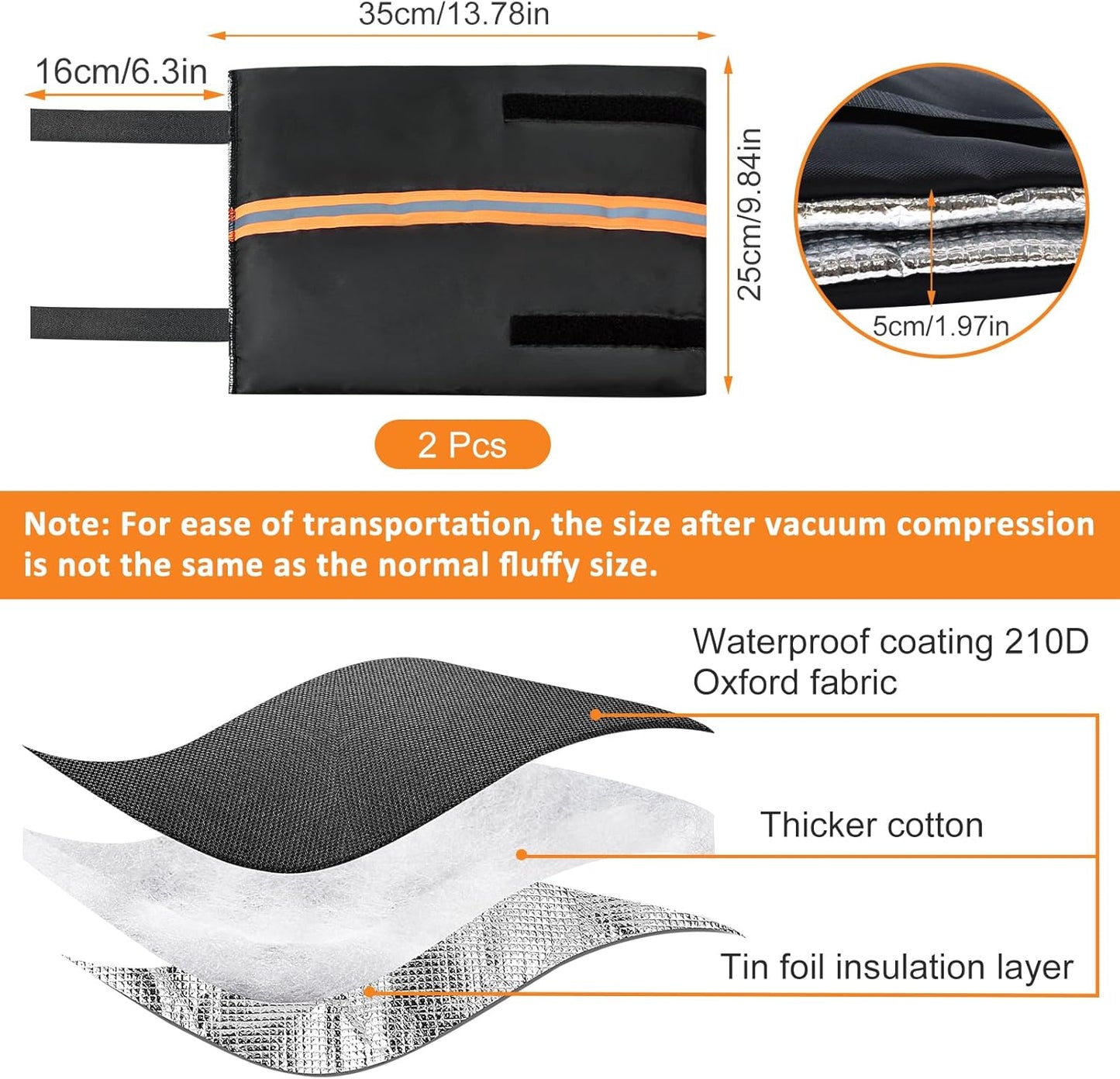 2Pcs Outdoor Faucet Covers for Winter Freeze Protection, Reusable Insulated Hose Bib Cover with Reflect Strip Waterproof Miser Water Insulation Socks Wrap Outside Garden Spigot Pipe -