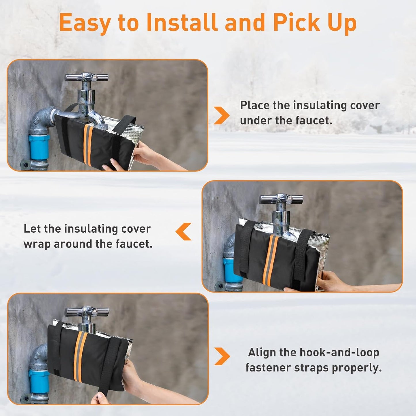 2Pcs Outdoor Faucet Covers for Winter Freeze Protection, Reusable Insulated Hose Bib Cover with Reflect Strip Waterproof Miser Water Insulation Socks Wrap Outside Garden Spigot Pipe -