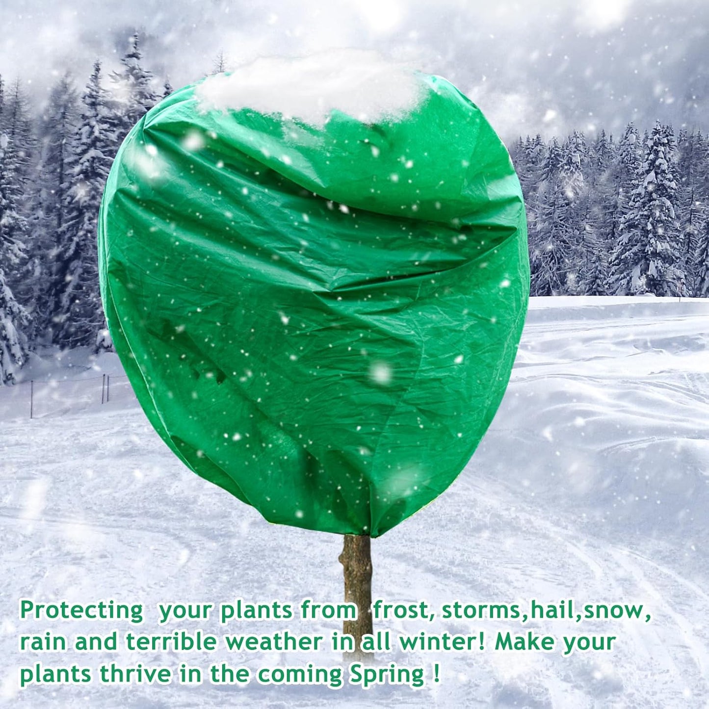 2pcs Huge Plant Covers Freeze Protection, 95"x83" Winter Tree Cover with Zipper Drawstring Thickened Frost Blanket Cloth Outside Plants Wrap Bag Garden for Potted Shrubs Flower Fruit