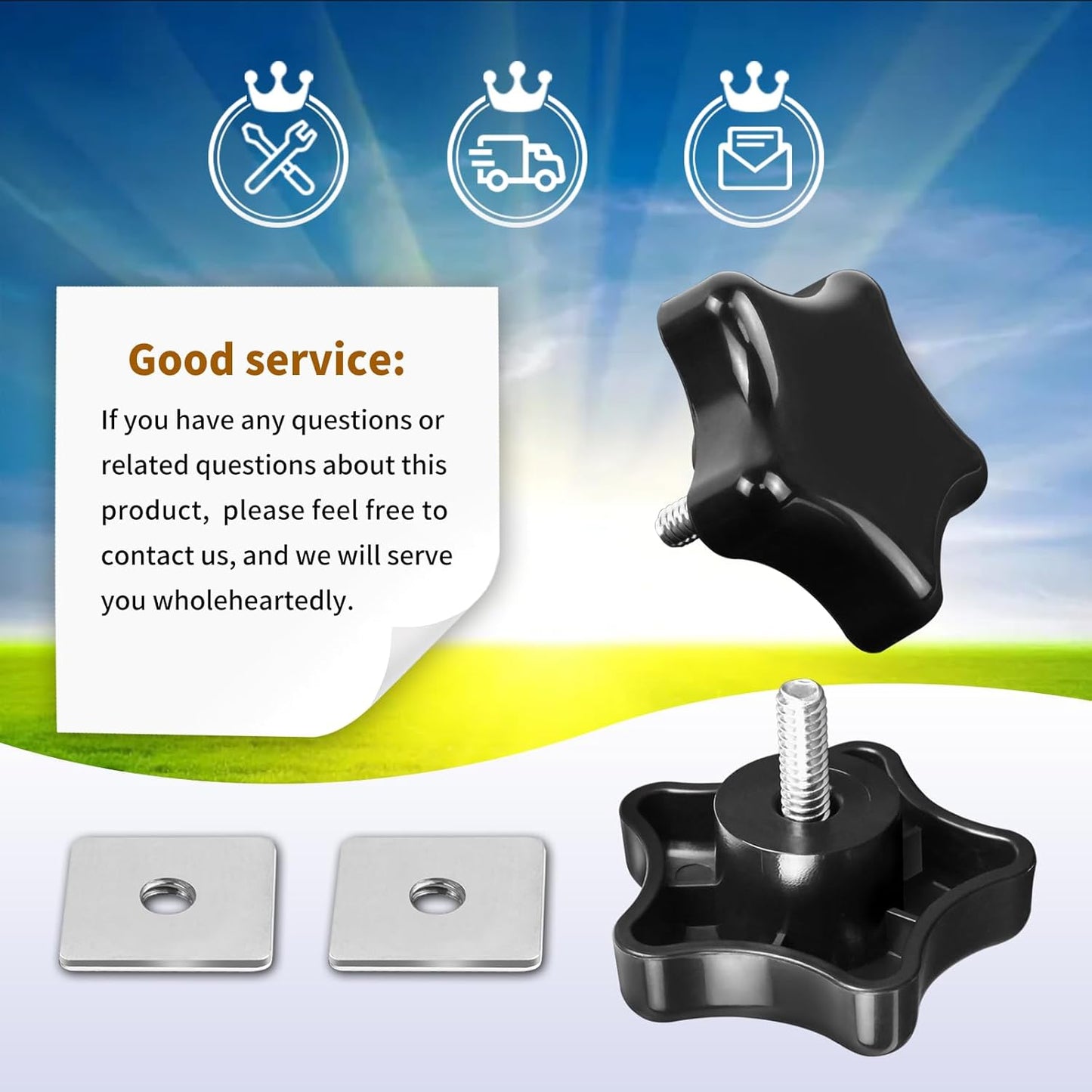 901022 Black RV Awning Brace Knob or Rafter Locking Knobs with Clamp fit Camper/RV/Motorhome -