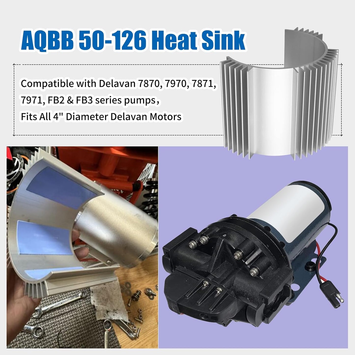 Motor HeatSink Compatible with Delavan All FB Series Pumps，Radiator Fits MY1020 Motor, MX650, MX500&SX500 Dirt Bike, Cooling Fins-3.75 X 3.95 Dia，Cooling Fins Fit Electric Engine About 4 "Dia -