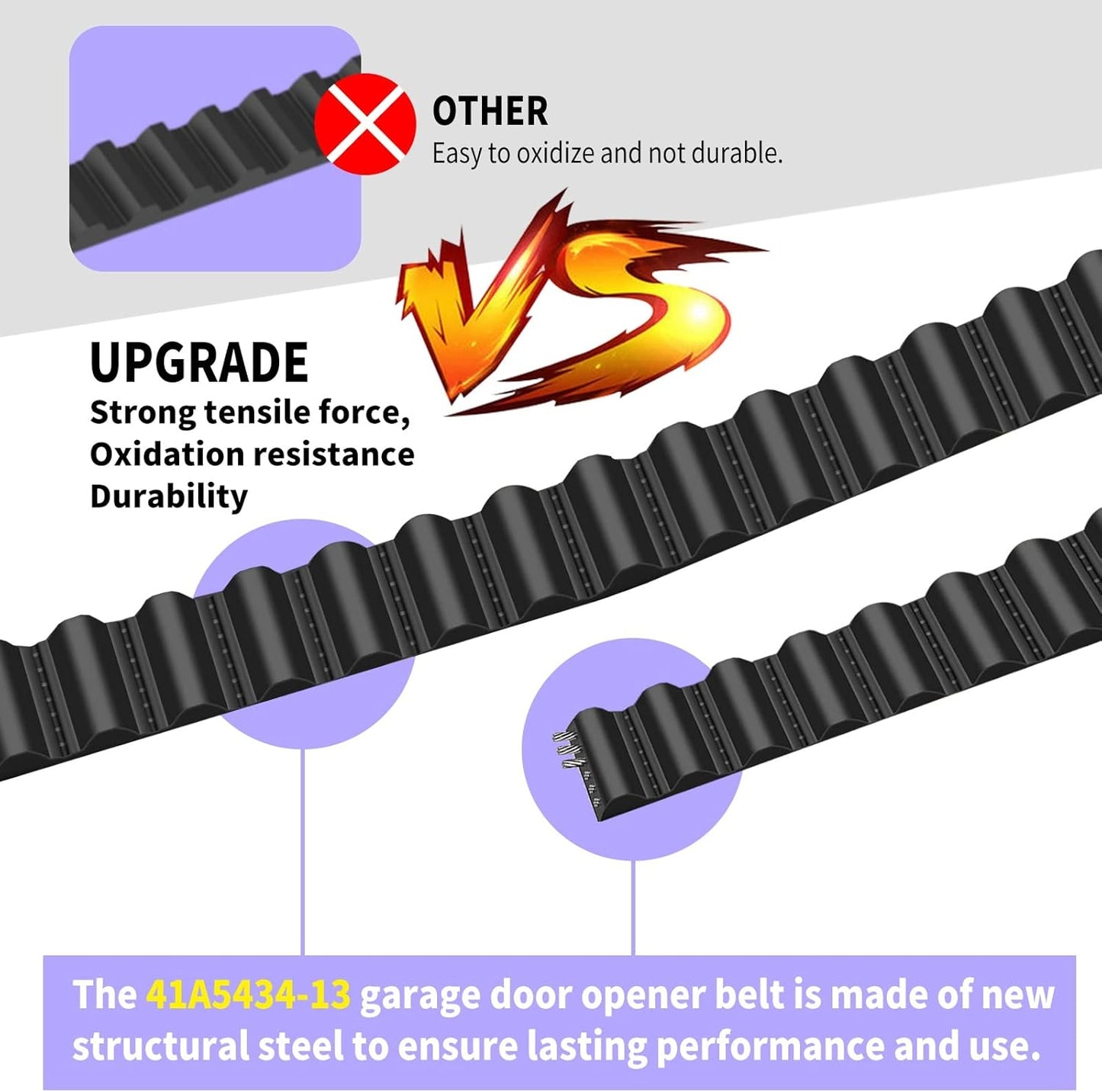 255"Drive Belt 41A5434-13A for 8ft Chamberlain Craftsman Garage Door Opener Assembly,Compatible with Liftmaster/Chamberlain/Sentex/Whisper Drive,Fits 41A5434-13,041A5434-13,041A5434-13A - 255" 8 FT