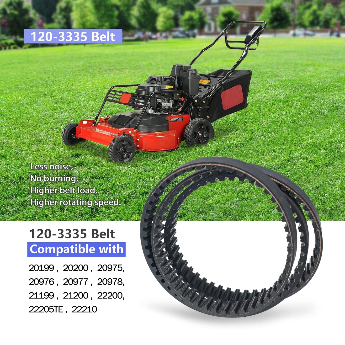 120-3335 Synchronous Belt Compatible with Toro Timemaster & Exmark 30 inch Lawn Mower Tractors, 44" x 3/4" Deck Replacement Timing Belt, Replaces for STENS 265-610 Fits 20199 20200 -