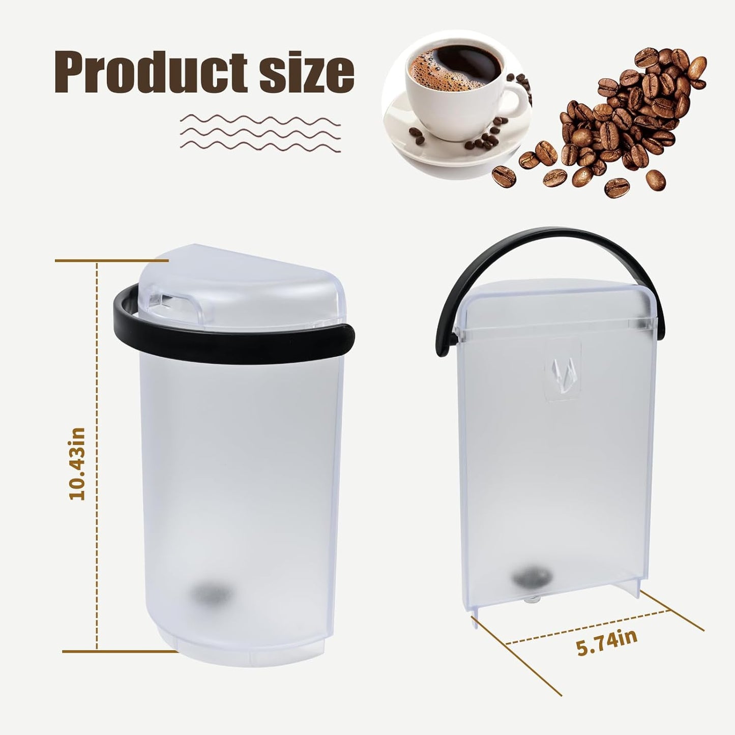 Water Reservoir Compatible with Keurig K-Cafe Single Serve Coffee Latte & Cappuccino Maker,Fit for Special Edition K83 and K84 Maker,Water Tank About 42 OZ w/Lid (Black handle) Black -