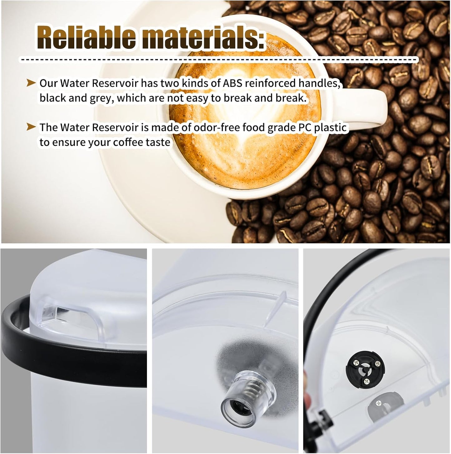 Water Reservoir Compatible with Keurig K-Cafe Single Serve Coffee Latte & Cappuccino Maker,Fit for Special Edition K83 and K84 Maker,Water Tank About 42 OZ w/Lid (Black handle) Black -