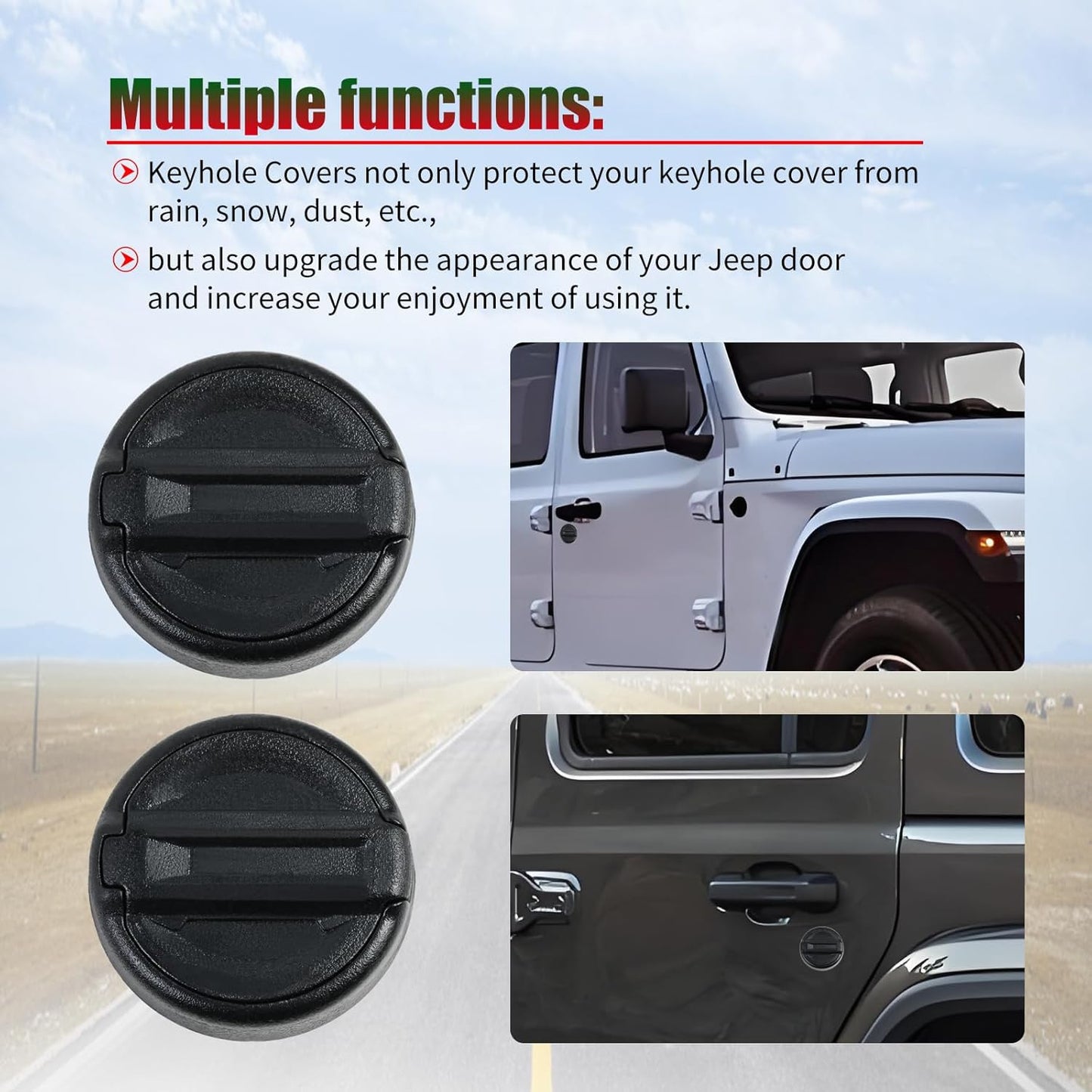 Magnet Keyhole Covers Compatible with Jeep Wrangler JL 4XE JK and Gladiator JT Front Door 2018-2025, Strong Magnetic Decor Cover, Gas Cap Key Hole Cover Doors Lock Protection -