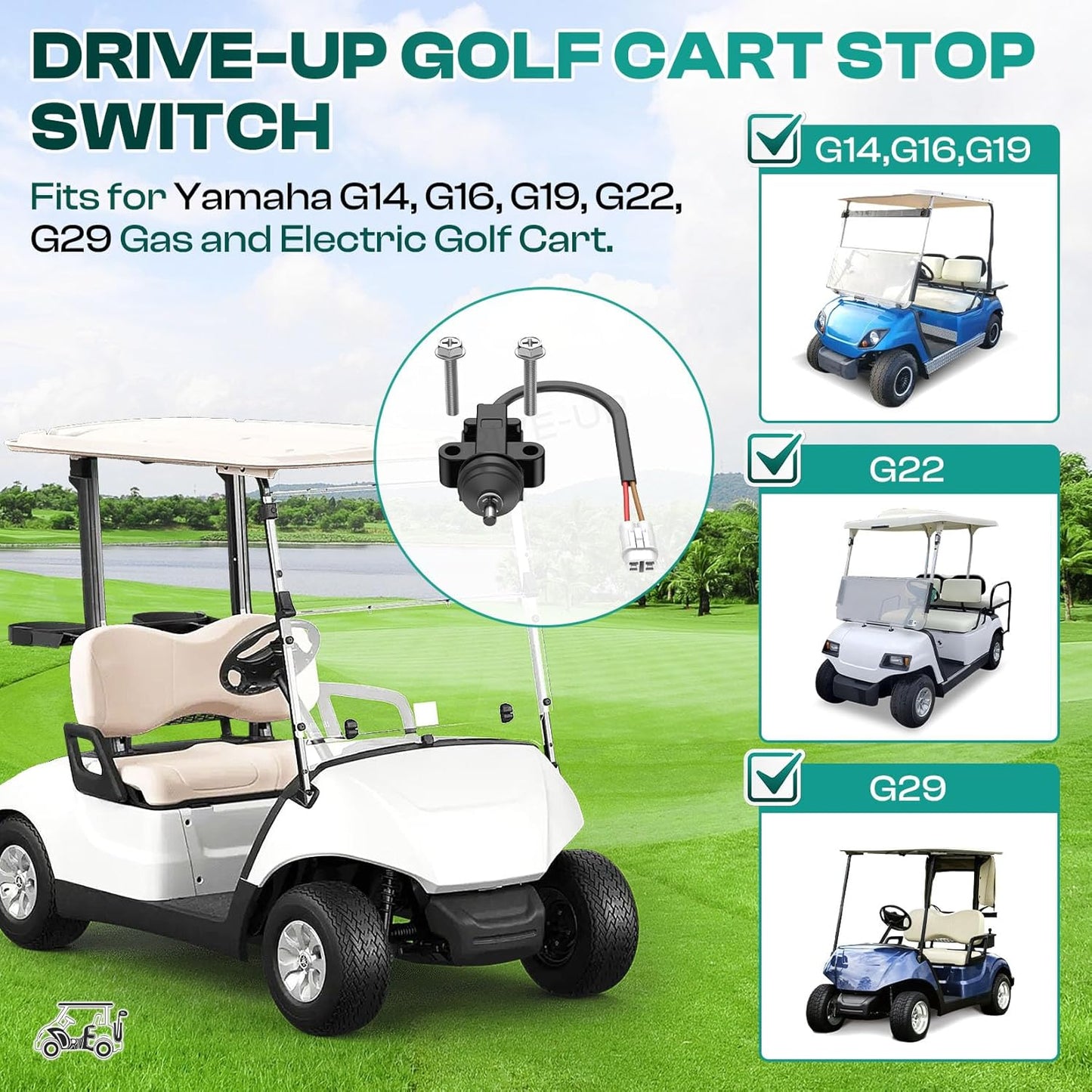 Golf Cart Stop Switch Fits for Yamaha G14, G16, G19, G22 G29 Gas and Electric Carts, Accelerator Micro JF7-82817-20 -