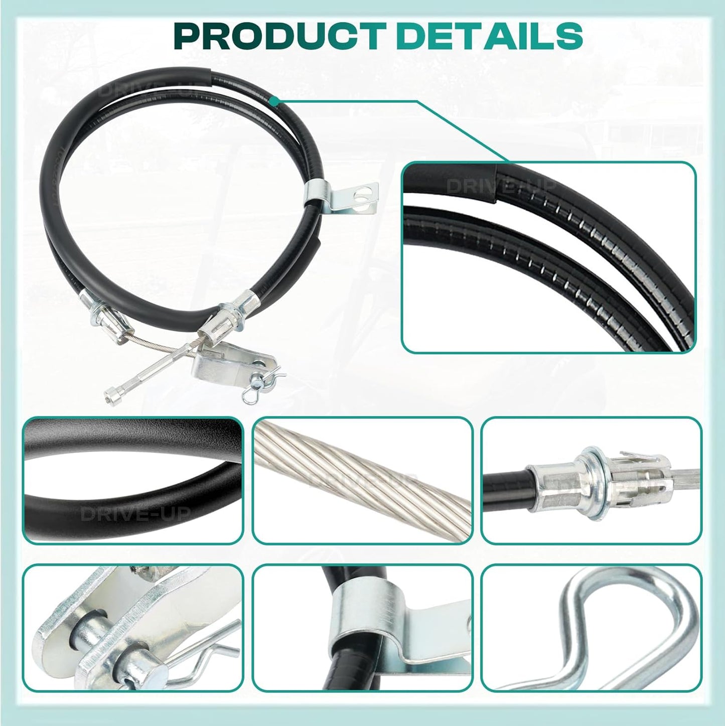 2PCS Club Car Precedent Brake Cable Stainless Steel Core Driver & Passenger Side 2004+ G&E Golf Cart -