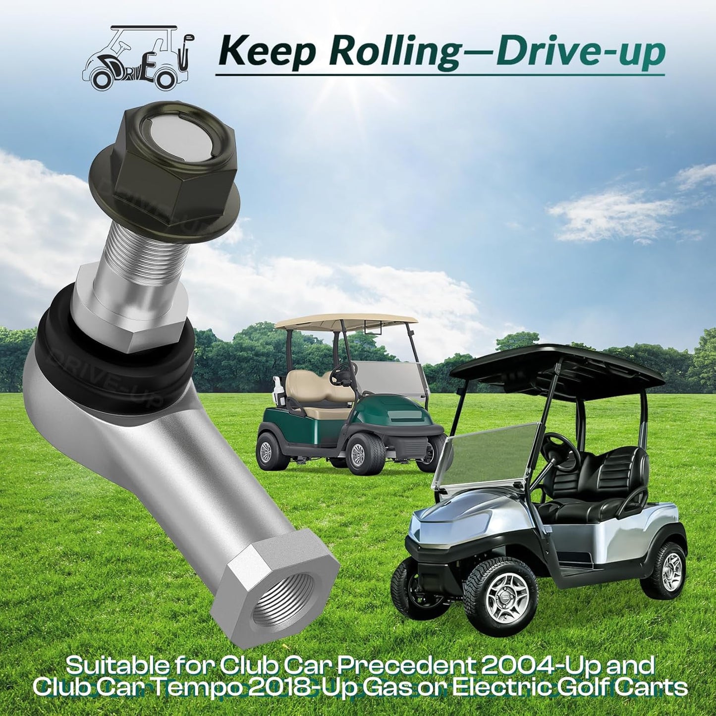 Club Car Tie Rod Ends, Precedent End Set Fits for 2004-Up and Tempo 2018-Up Gas or Electric Golf Carts, OEM 102022601 102288301 -