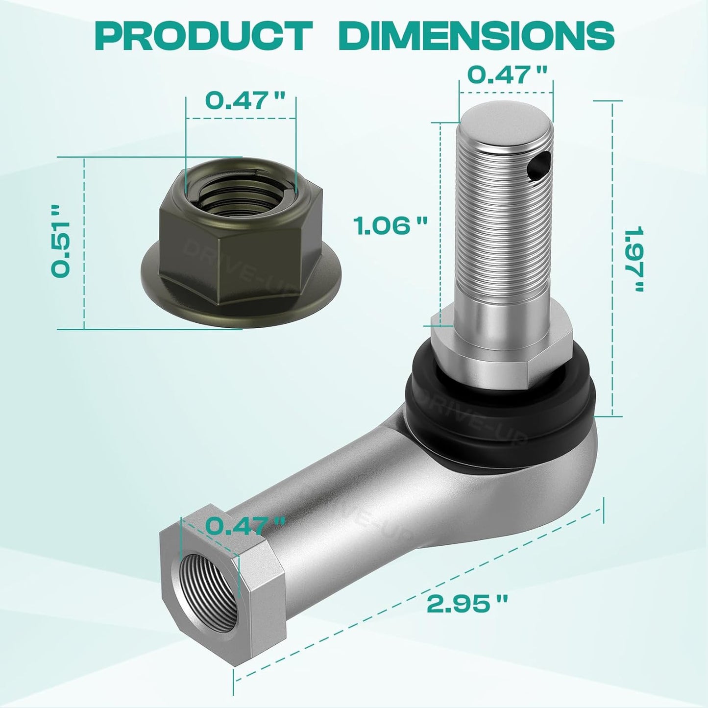 Club Car Tie Rod Ends, Precedent End Set Fits for 2004-Up and Tempo 2018-Up Gas or Electric Golf Carts, OEM 102022601 102288301 -
