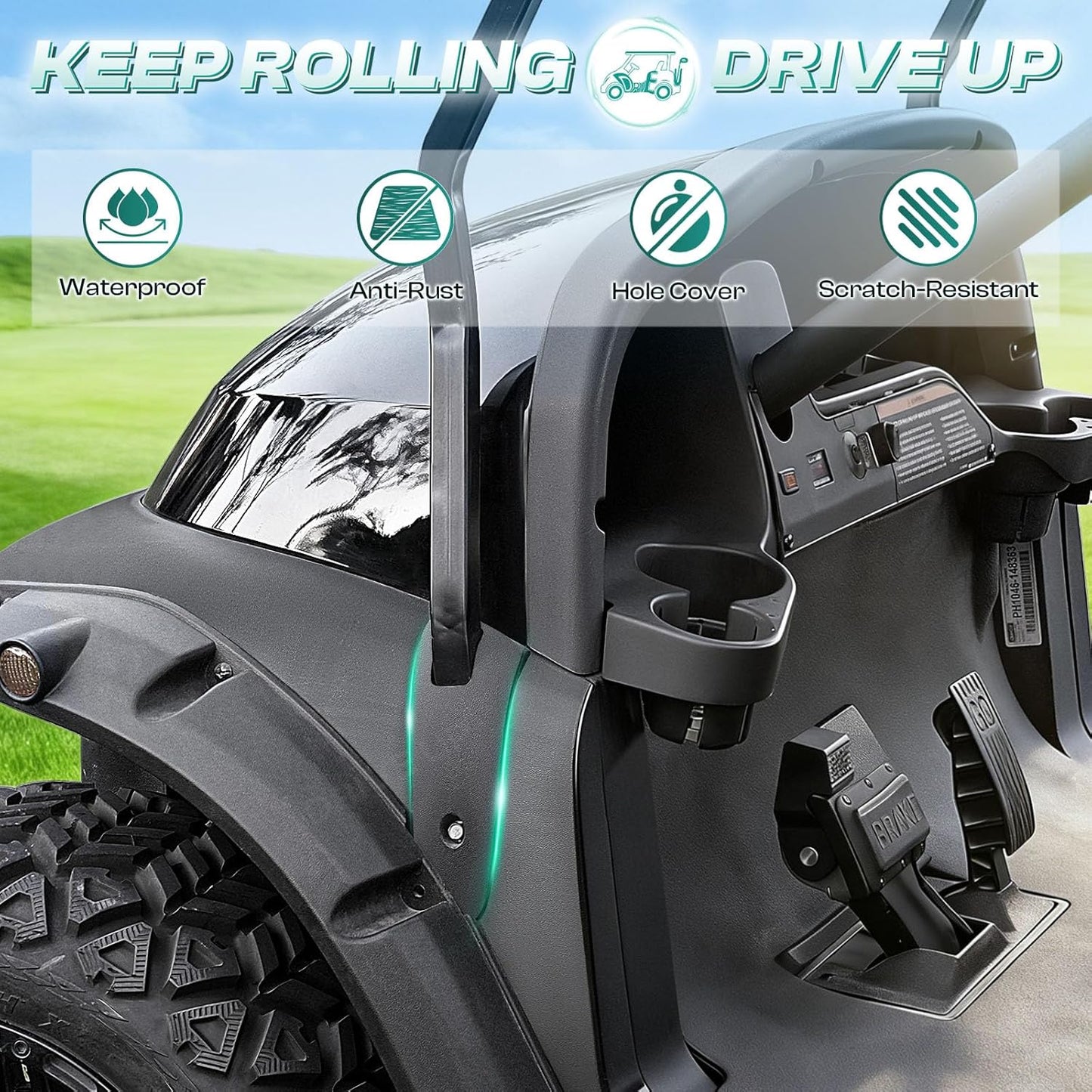 Club Car Precedent Front Canopy Support Cover 2004-up Passenger and Driver Golf Cart, OEM 102400002 102400102 -