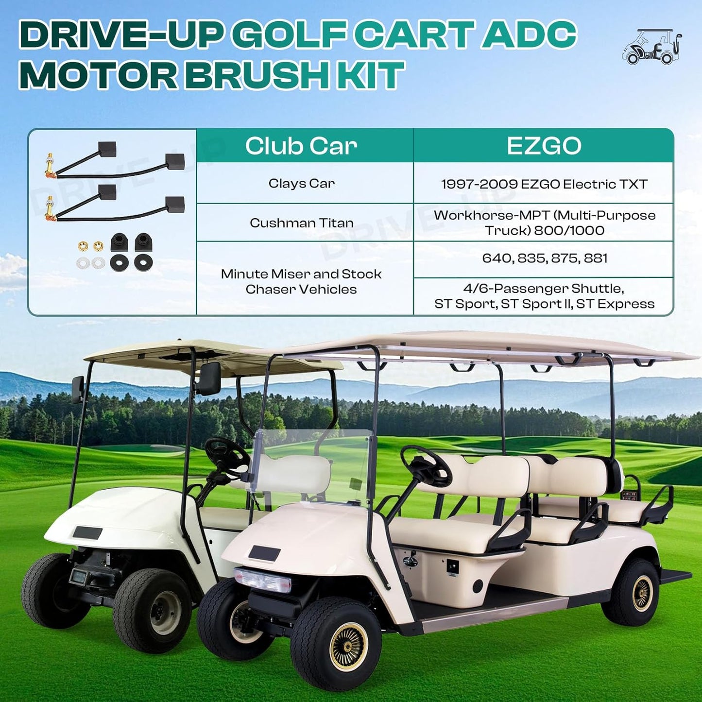 Golf Cart ADC Motor Brush Kit,Fits Club Car EZGO 73120-G25 1021862-01,102187101 -