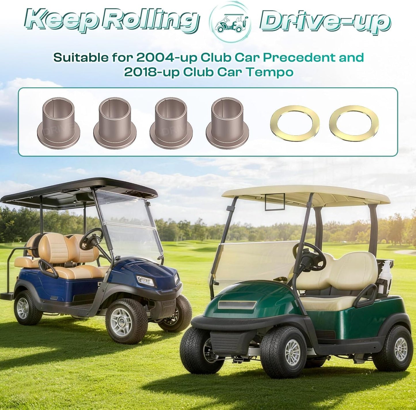 Club Car Precedent King Pin Steering Knuckle Bushing Kit,Spindle for 2004-Up and 2018-up Tempo Gas Electric Golf Cart 102288201, 102288401 -