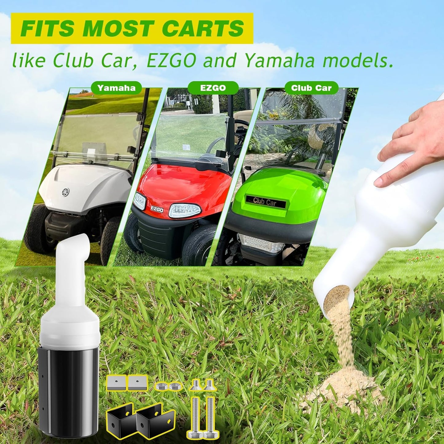 Golf Cart No-Drilling Sand Bottle Assembly Universal for Club Car EZGO Yamaha Models 1 pc -