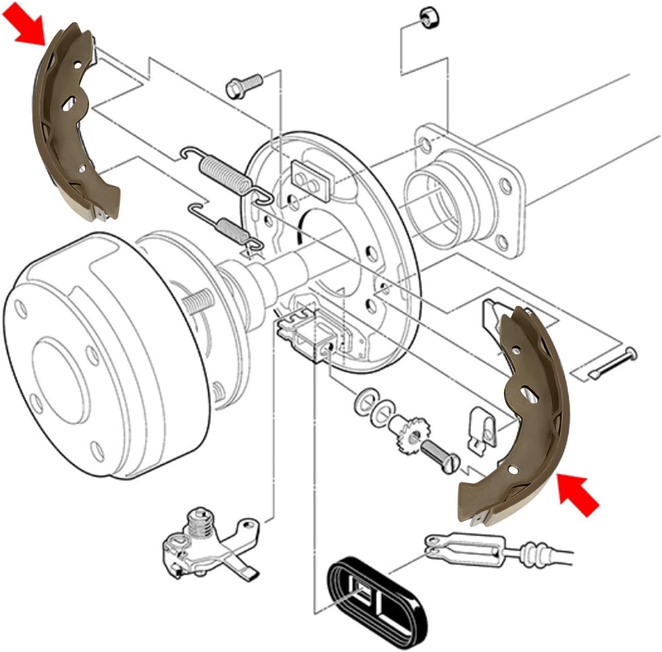 Golf Cart Brake Shoes for EZGO Medalist TXT 1997-Up, Workhorse 1996-Up, Yamaha G14-G22 94-06 Models OEM 27943G01 70795G01 -