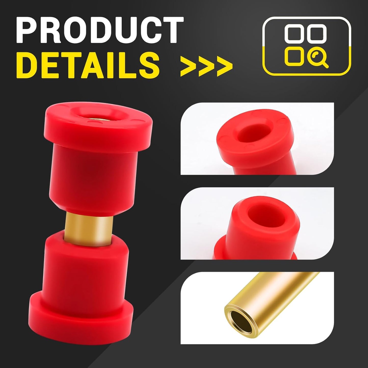 Golf Cart Red Polyurethane Bushings Sleeves Kit for Club Car DS 1992-UP Models, Front Leaf Spring OEM 1015583 1012303 -