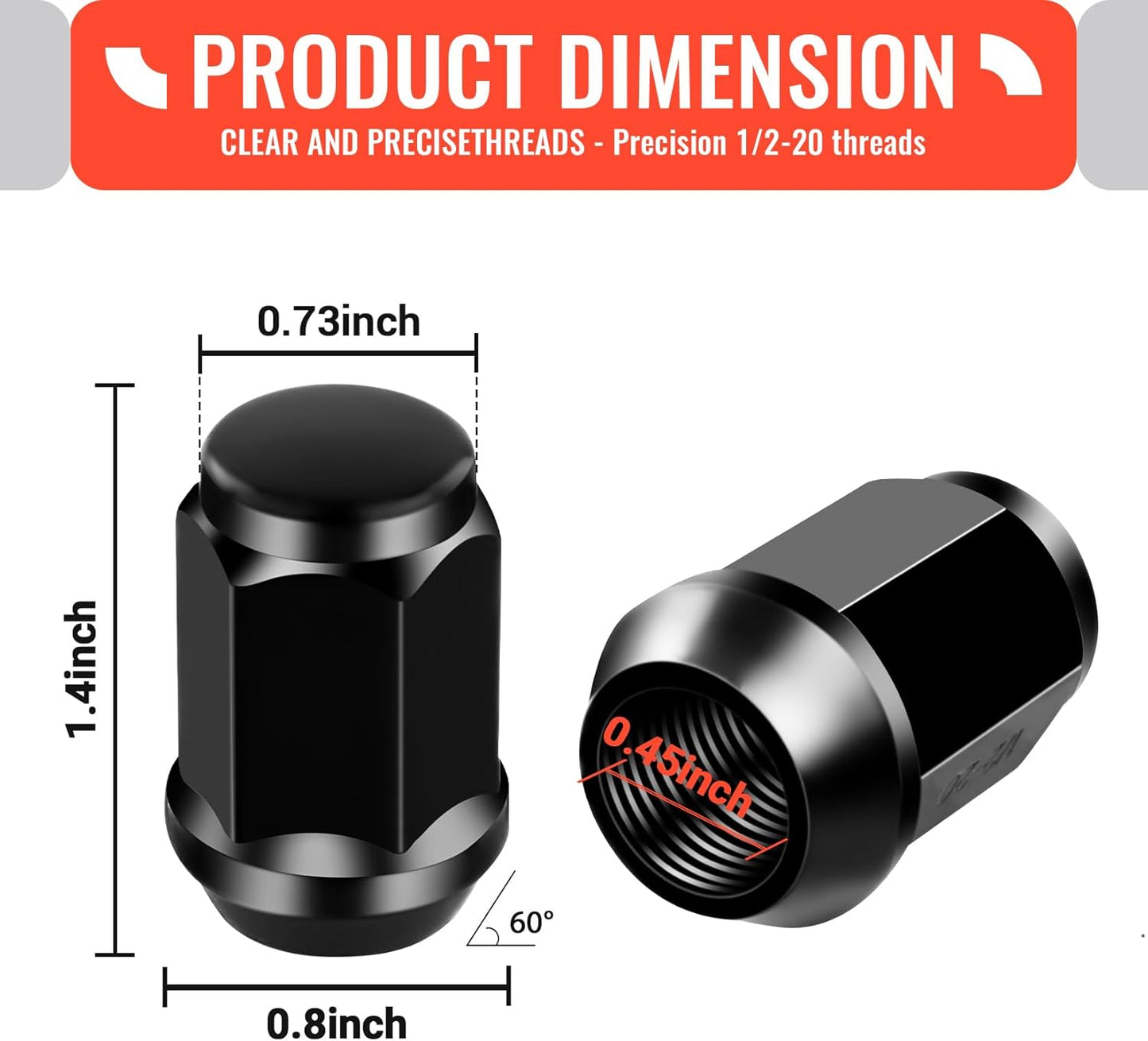 Golf Cart Wheel Lug Nuts, Chrome Nuts for EZGO Club Car Gas and Electric Models, 16 Packs (1/2-20 Size, Silver/Black Modified Style), Replaces OEM 1010984 14723-G1 Black -