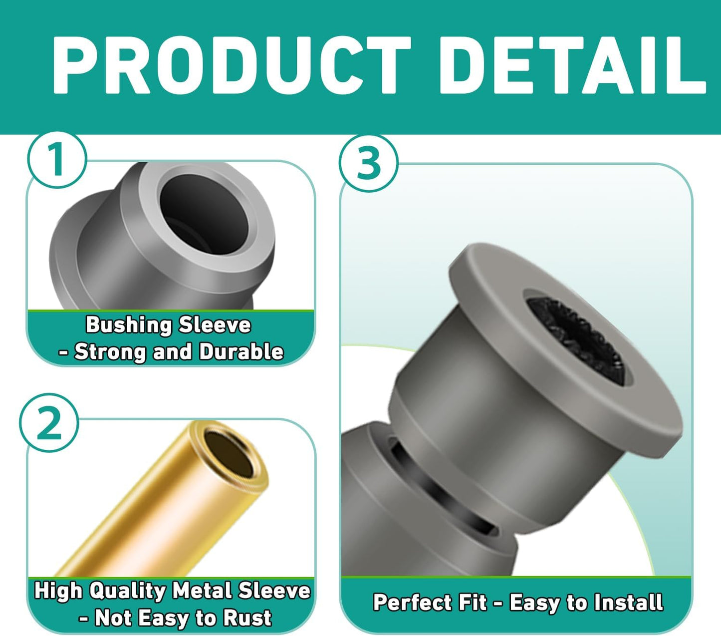 Club Car Polyurethane Bushing Kit, Front & Rear Suspension and A Arm Kit for Precedent 2004-Up G&E Golf Cart, OEM 102506601, 102506401, 102956201, 102956201 -