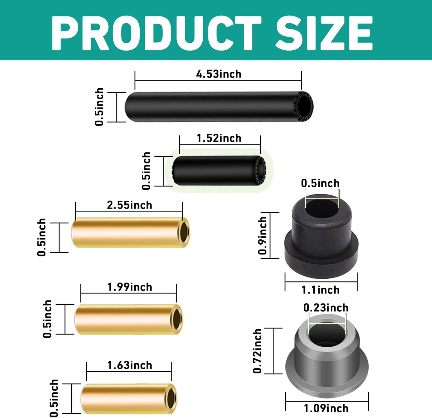 Club Car Polyurethane Bushing Kit, Front & Rear Suspension and A Arm Kit for Precedent 2004-Up G&E Golf Cart, OEM 102506601, 102506401, 102956201, 102956201 -