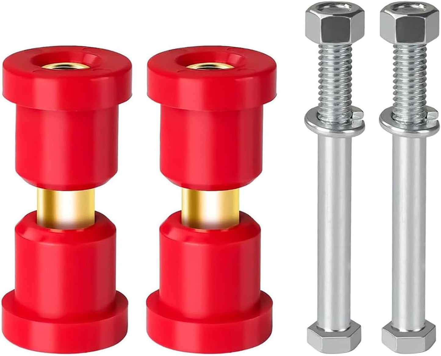 Golf Cart Bushings Kit for Club Car DS, Front or Rear Leaf Spring Red Polyurethane Sleeves and Screw Set DS 1992-Up Gas Electric Models OEM 1015583 1012303 8755 -