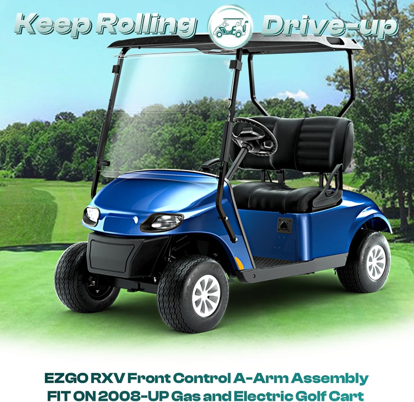 EZGO RXV Front Control A-Arm Assembly, Golf Cart Suspension Fits for 2008-Up Gas and Electric Carts, OEM 604654, 608089 -