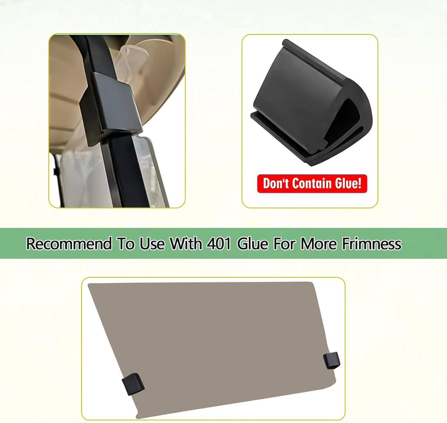 Drive-up Golf Cart Window Clips and Windshield Retaining -