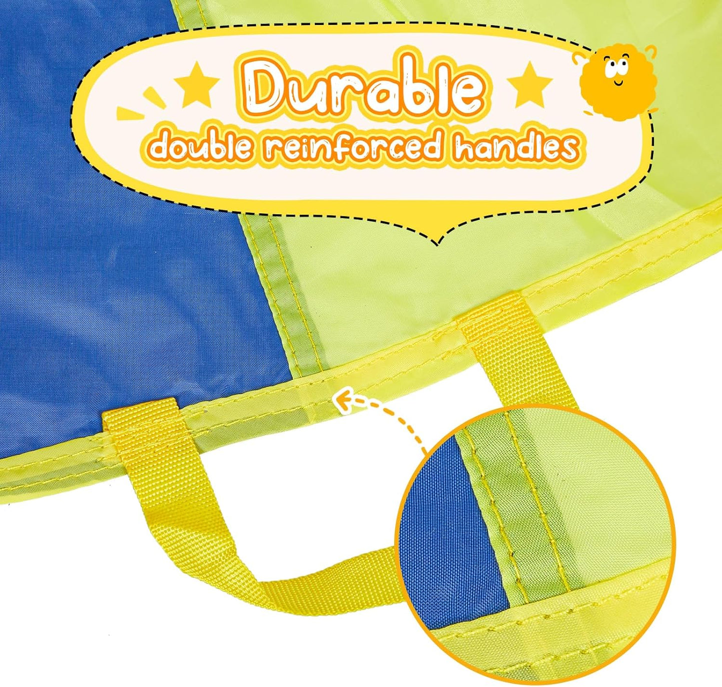 Parachute Kids Play 8FT,10FT,12FT,16FT,20FT for 8-12 Years Game, Party Game Multicolored 12FT with 12 Handles