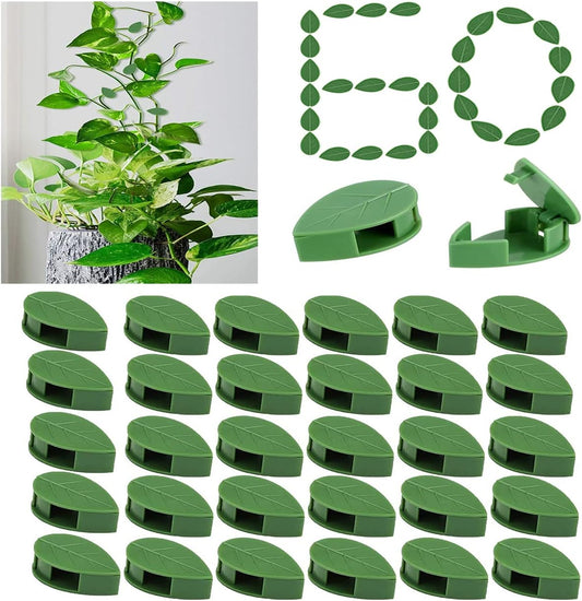 60 Pcs Plant Climbing Wall Fixture Clips Acrylic Self-Adhesive Sticker Fixer Vine Traction Invisible Holder Green Leaf Vines Hook Fixing Clip Indoor Outdoor Decoration - 60PCS