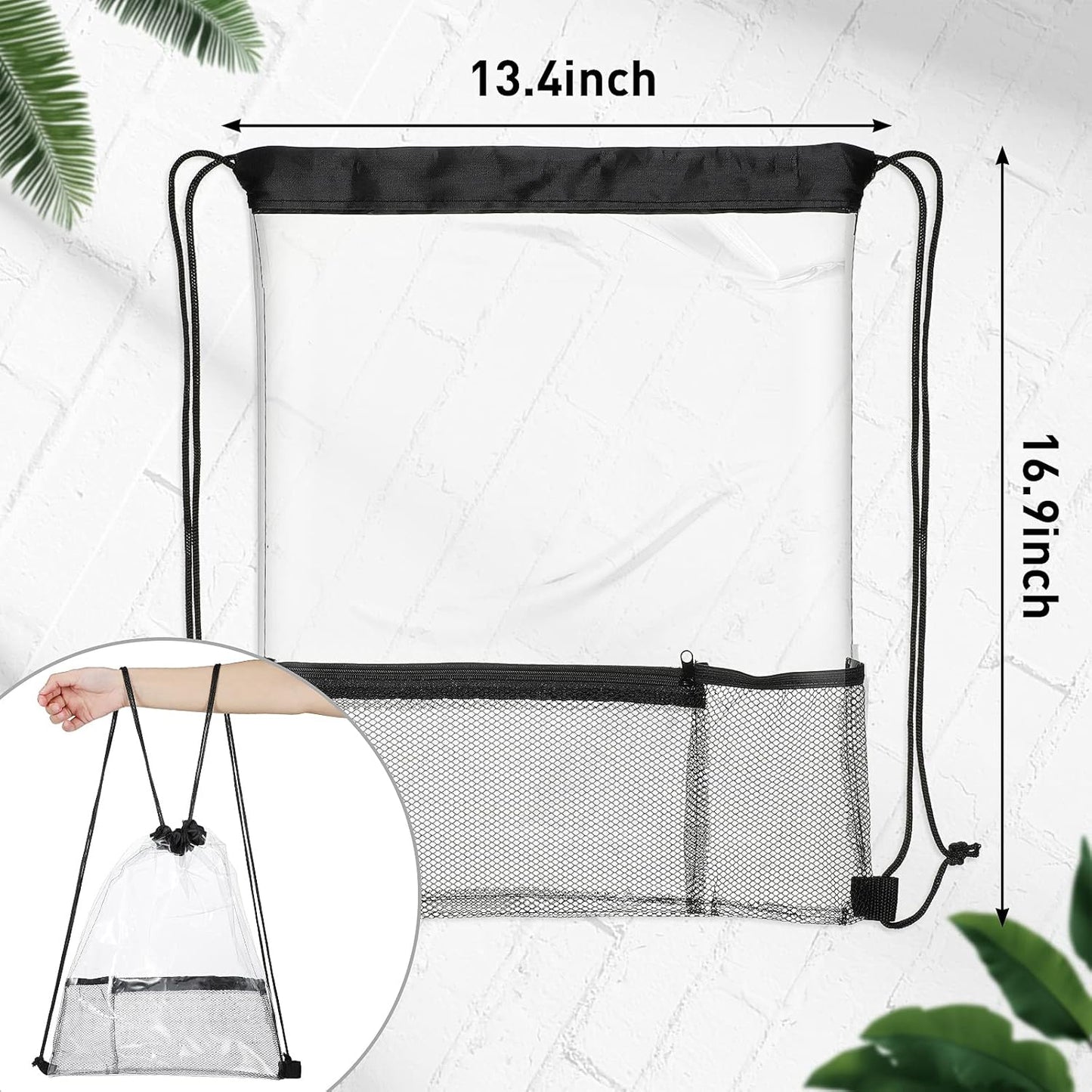 20 Pack Clear Drawstring Bags Bulk Stadium Approved Backpack for Sport Events Concerts Travel Beach -