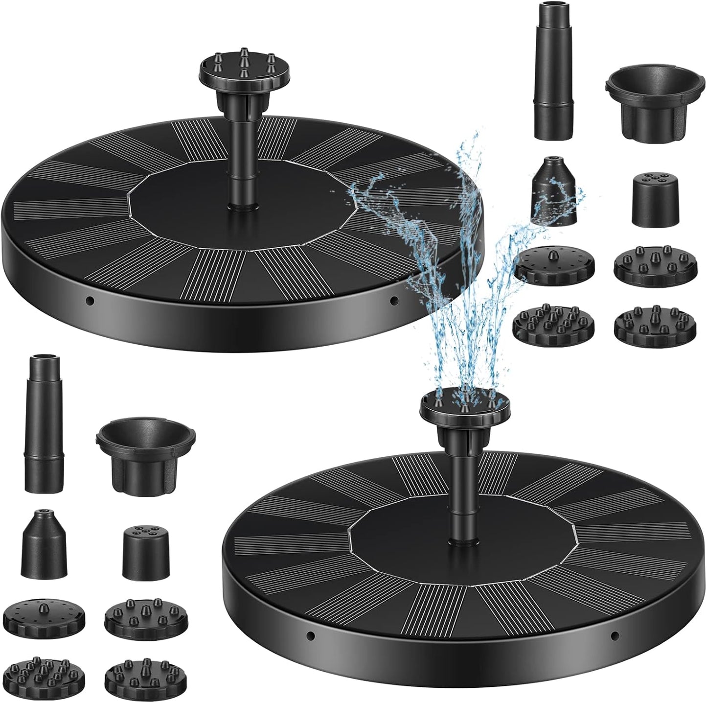 2 Packs Solar Bird Bath Fountain Pump with 6 Nozzle Powered Floating Panel Water for Garden Fish Tank Pool(6.3 Inch) - 6.3 Inch