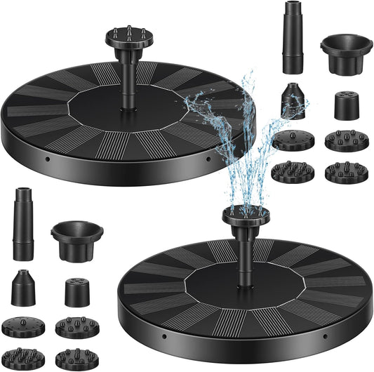 2 Packs Solar Bird Bath Fountain Pump with 6 Nozzle Powered Floating Panel Water for Garden Fish Tank Pool(6.3 Inch) - 6.3 Inch