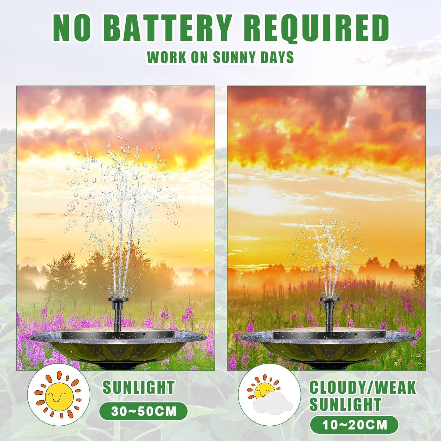 2 Packs Solar Bird Bath Fountain Pump with 6 Nozzle Powered Floating Panel Water for Garden Fish Tank Pool(6.3 Inch) - 6.3 Inch