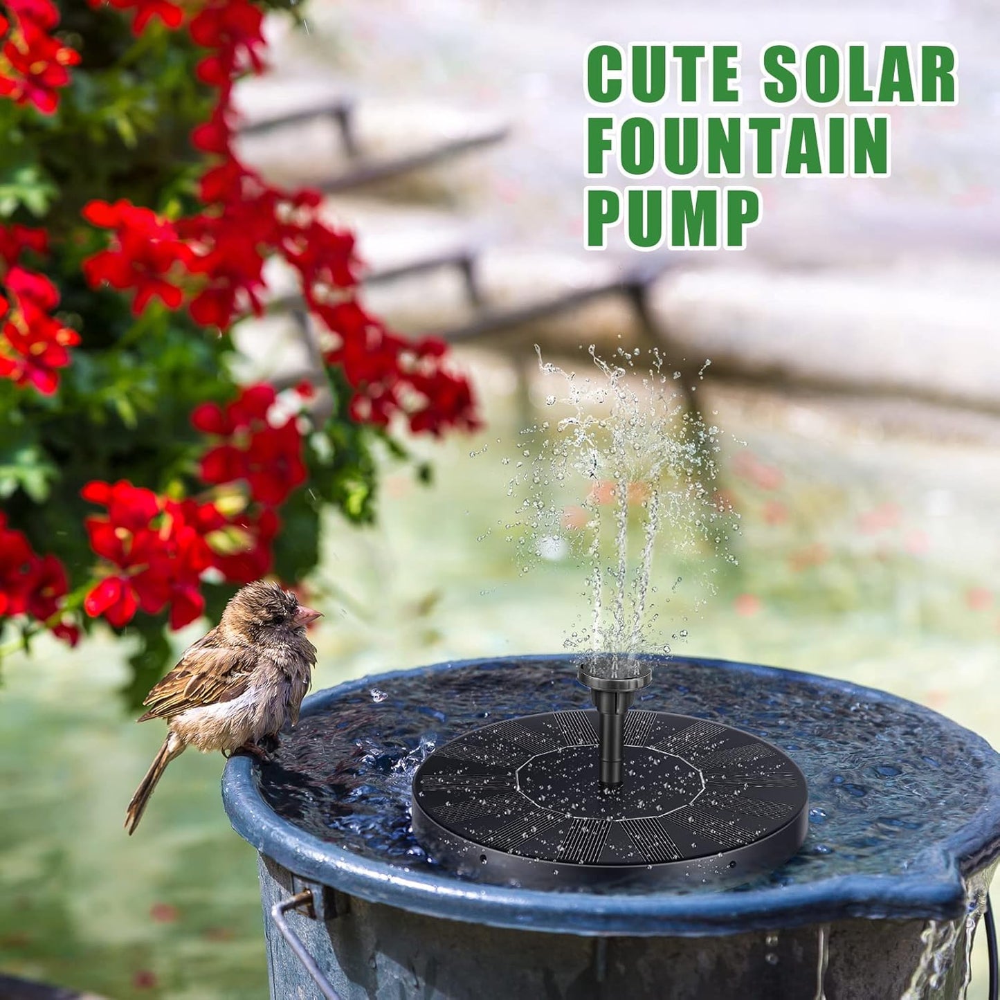 2 Packs Solar Bird Bath Fountain Pump with 6 Nozzle Powered Floating Panel Water for Garden Fish Tank Pool(6.3 Inch) - 6.3 Inch