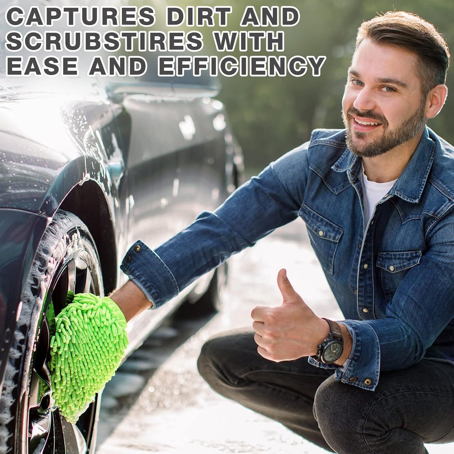 12 Pcs Car Wash Mitts - Chenille Microfiber Scratch Free Ultra Absorbent Sponge Cloths for Cars, Trucks and Boats Regular Size, 7.5'' x 10.2''