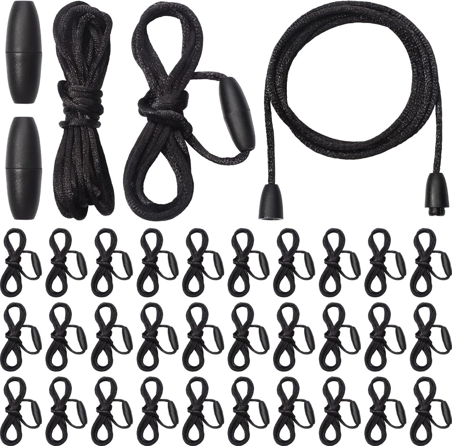 30 Sets Replacement Necklace Cords with Breakaway Clasps DIY Nylon Lanyard Cord and Plastic Clasp Buckle Safety for Pendant(Black) Black -
