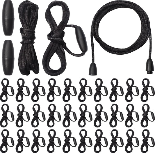 30 Sets Replacement Necklace Cords with Breakaway Clasps DIY Nylon Lanyard Cord and Plastic Clasp Buckle Safety for Pendant(Black) Black -