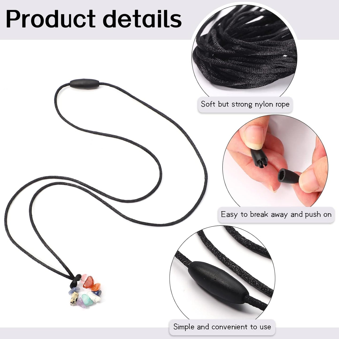 30 Sets Replacement Necklace Cords with Breakaway Clasps DIY Nylon Lanyard Cord and Plastic Clasp Buckle Safety for Pendant(Black) Black -