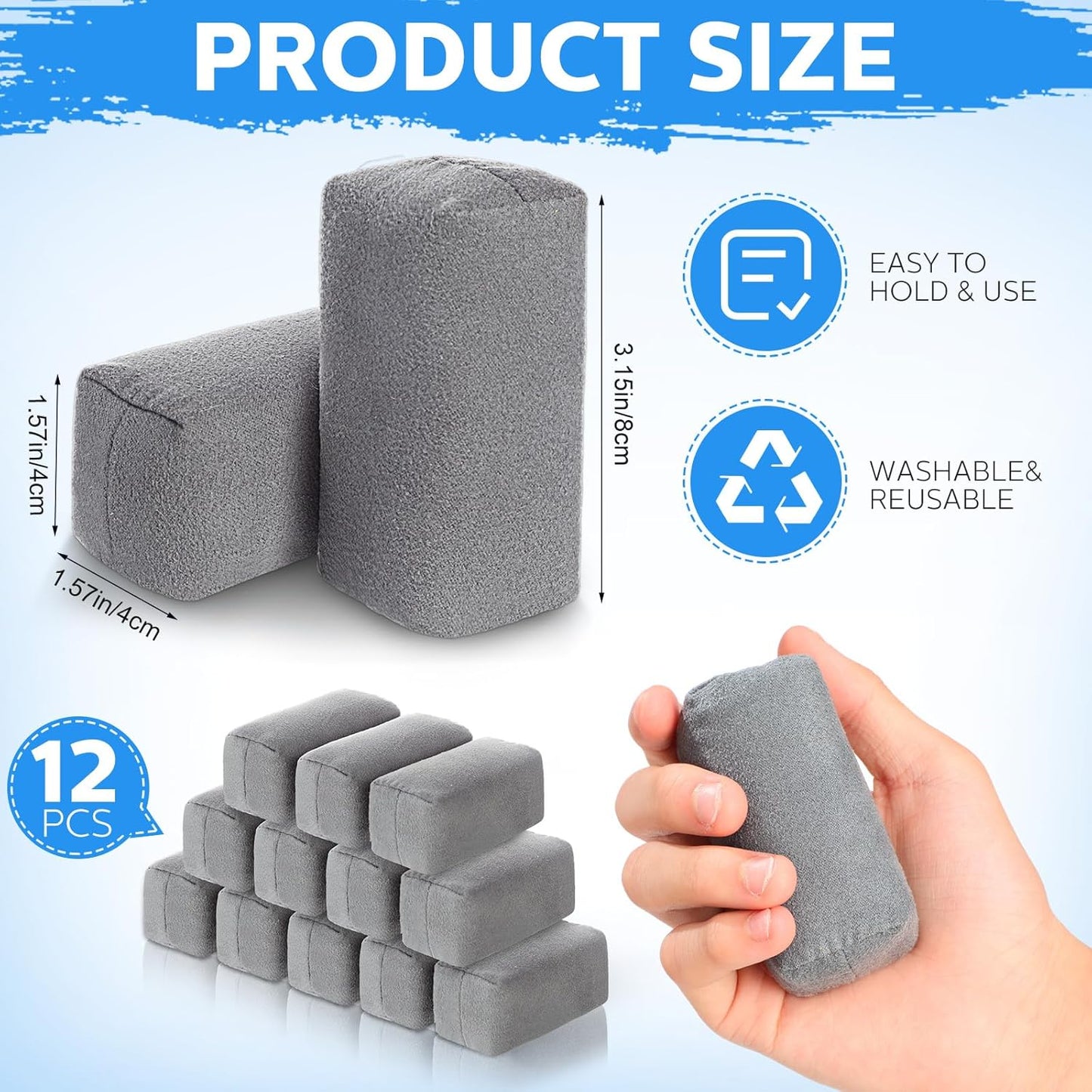 12 Pack Microfiber Applicator Pads Suede Car Detailing Sponge Ceramic Coating for Cars Graphene Metal Plastic Trim Spray Applying Wax(Gray) Gray -