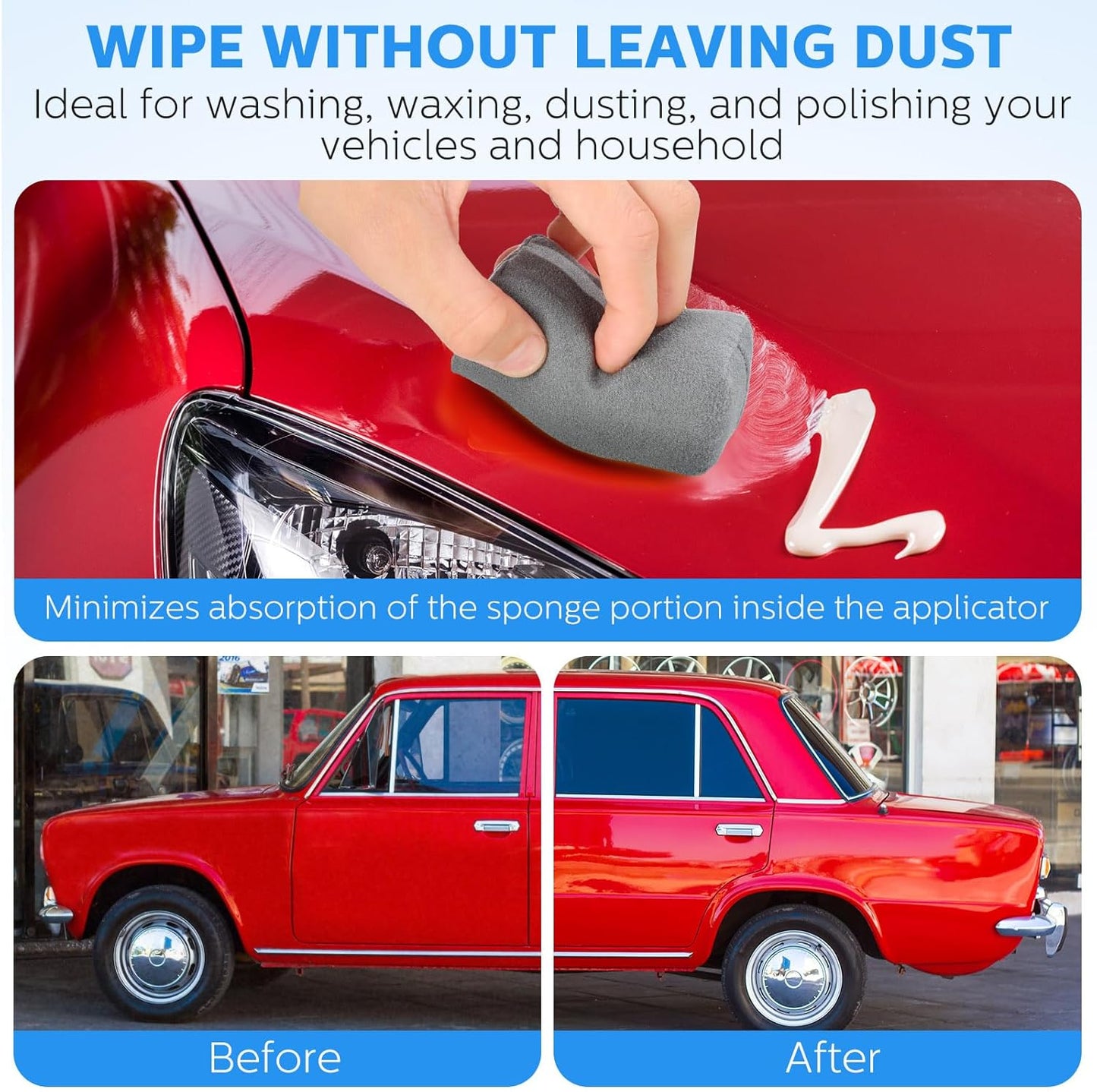 12 Pack Microfiber Applicator Pads Suede Car Detailing Sponge Ceramic Coating for Cars Graphene Metal Plastic Trim Spray Applying Wax(Gray) Gray -