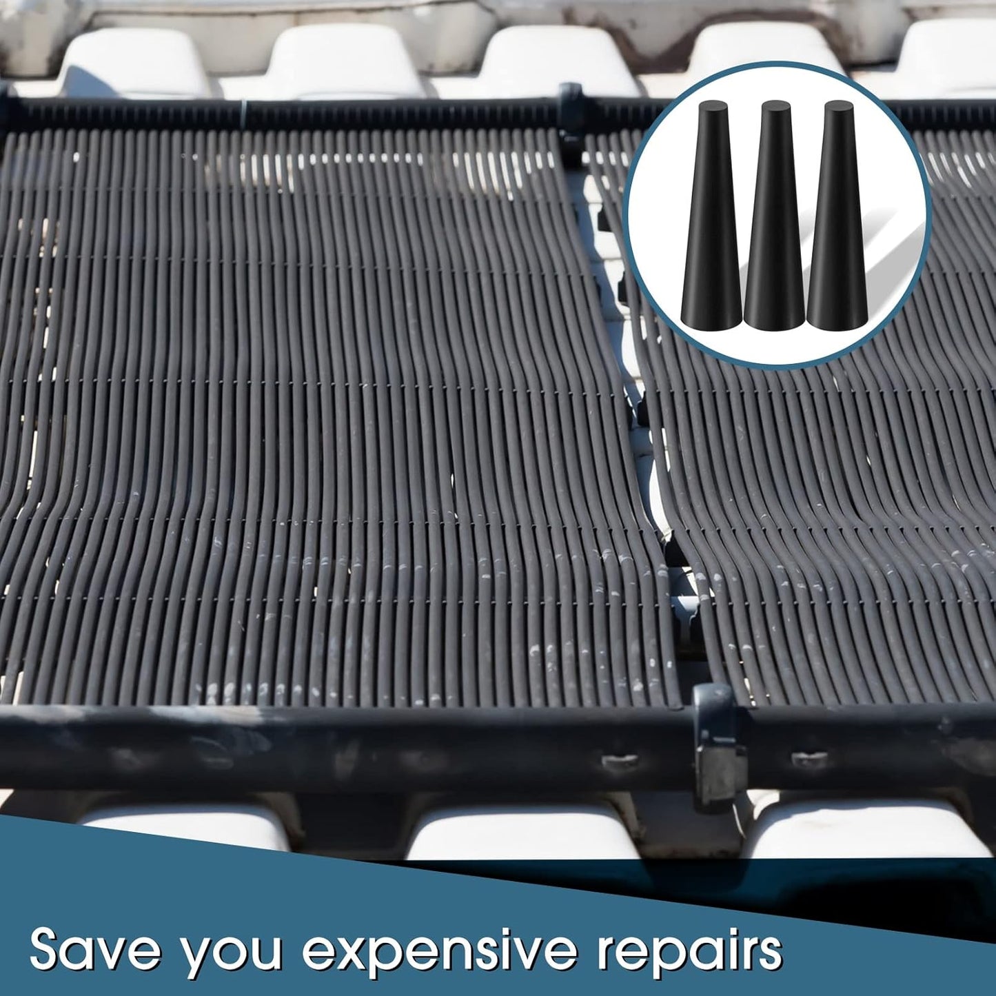 60 Pcs Pool Solar Panels Repair Plugs Heater Kit for Swimming Panels, Black (0.250) - 0.250" Diameter