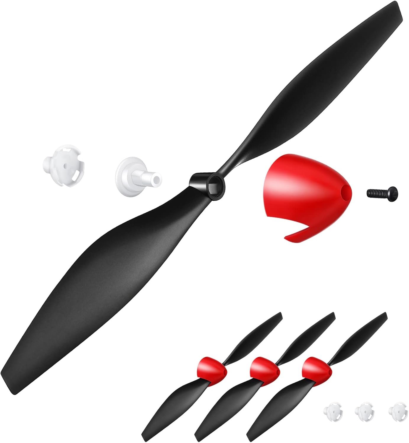 3 Sets Spare Rc Plane Propellers Airplane Carbon Fiber Nose Cone Compatible with Tr-p51 4 Channel Remote Control Propeller Savers and Adapter -