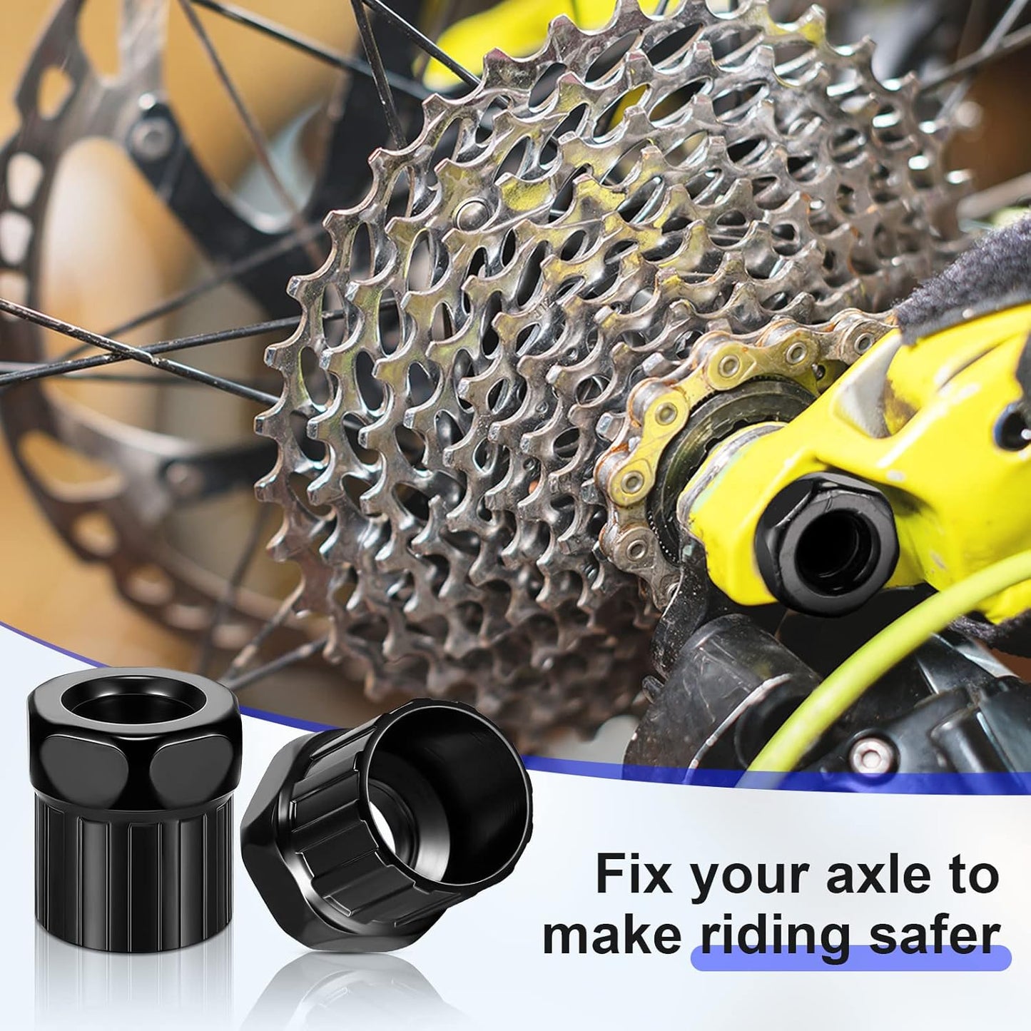 6 Pcs Bike Freewheel Remover Mountain Cassette Removal Tool Black Lockring for Repairing -
